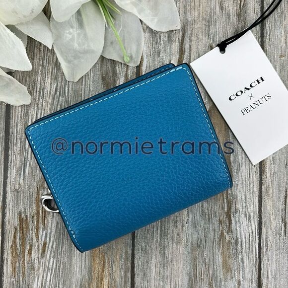 Coach X Peanuts Leather Snap Wallet With Linus Bag Purse - Picture 7 of 13